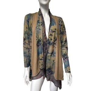 Cardigan XS Floral Lagen Kimono Topper Birds‎ Asian Chinoiserie Flowy Ethereal